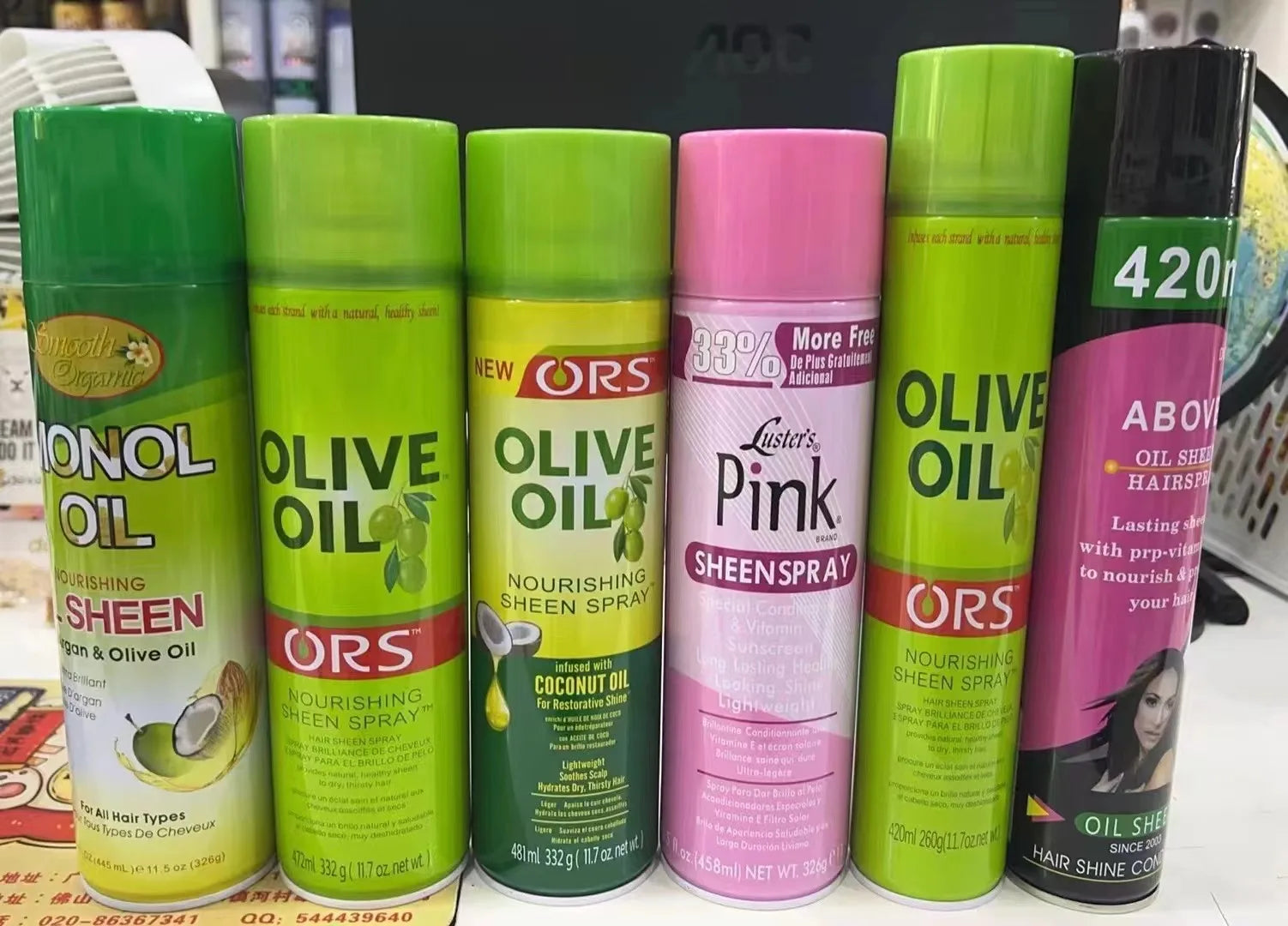 Olive Oil Nourishing Sheen Spray Oil Hair Products Coconut Oil Smoothing Moisturizing Hair Olive Origin 11.7 OZ 10pcs 472g/350g