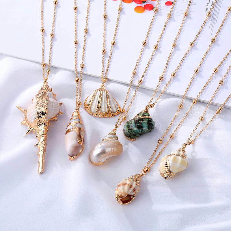 Bohemian Style Conch Shell Necklace for Women Vacation Beach Jewelry