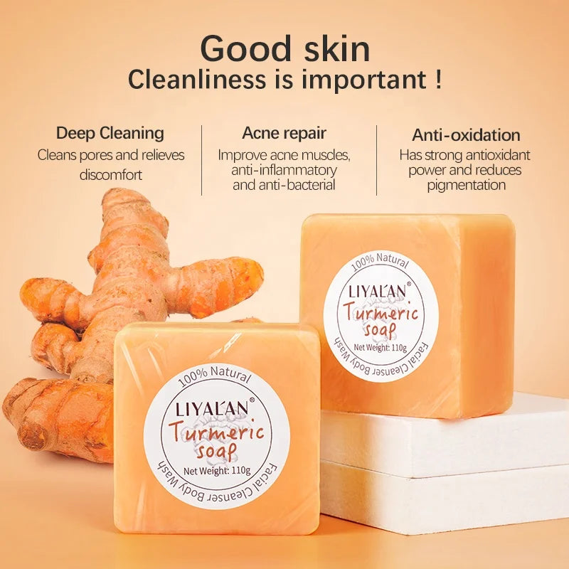 Turmeric Facial Dark Spots Remover Acne Lighten Hand Made Organic Tumeric Whitening Turmeric Soap