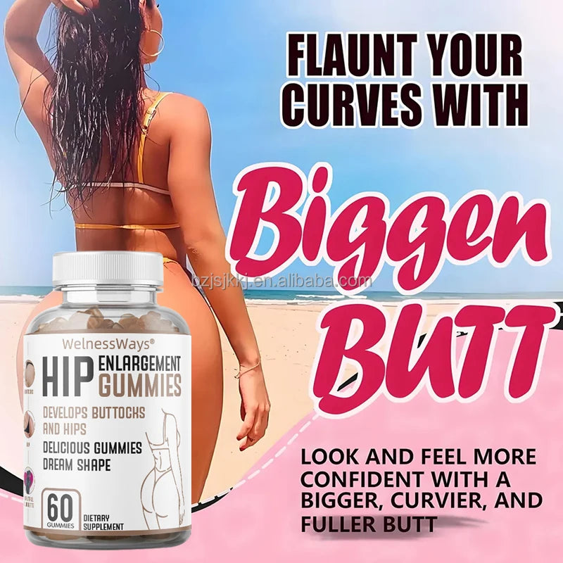 WelnessWays Hip Butt Enlargement Gummy BB Booty Gummies Pills Maca Buttock Enhancement Gummies for Women