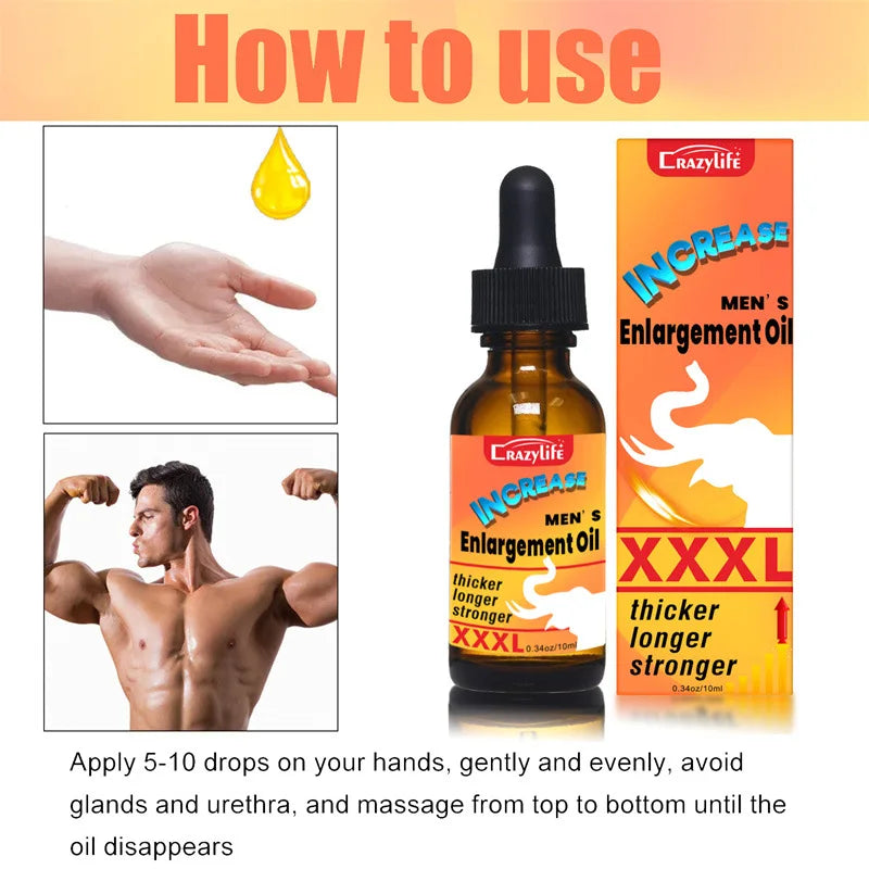 Natural 10ml Essential Oil for Men's Private Area Antibacterial Massage Penis Enlargement Thickening Oil Make Longer Stronger%
