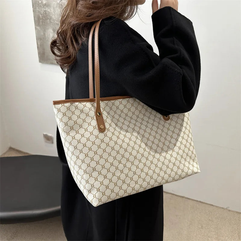 Wholesale Large Capacity 2-Piece Bag New Trendy Pu Leather Handbag Shoulder Bag for Women Handbag