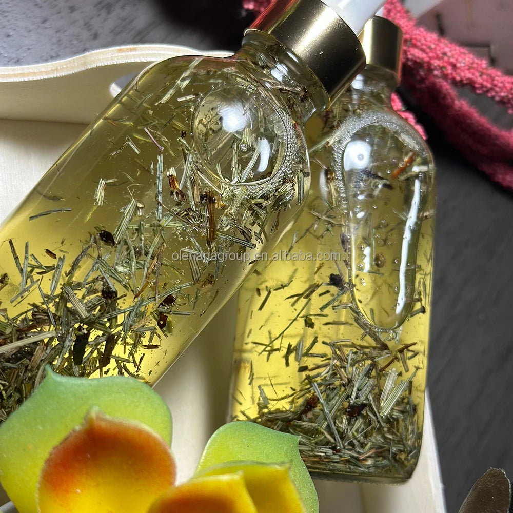 Private Label Homemade Herbal Vegan Olive Jojoba Castor Rosemary Avocado and Peppermint Hair Growth Oil for Men
