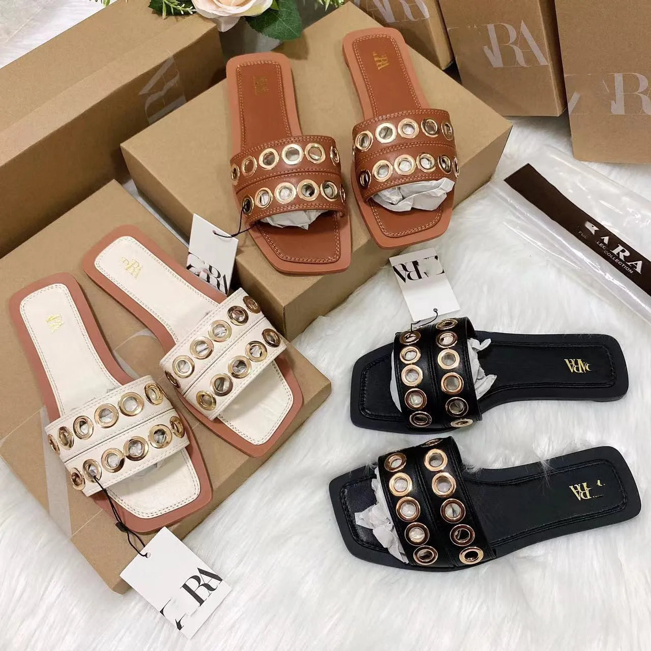 New Style Perforated Flat Fallow Slipper For Women shoes
