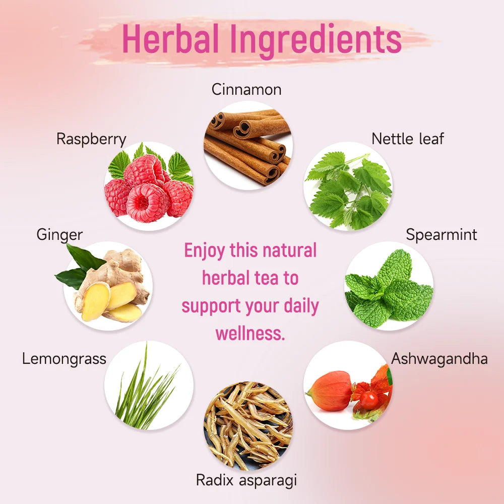 Chinaherbs Womb Tea Natural Plant Based Vegan Raspberry Ginger Spearmint Ashwagandha Female Fertility Hormone Wellness Tea