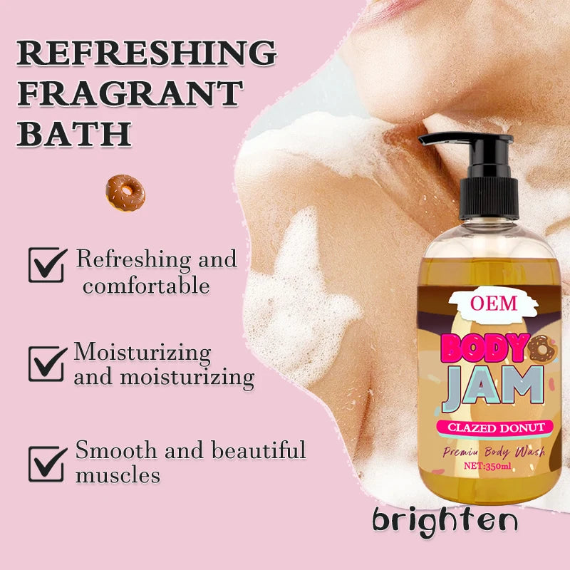Custom Body Jam Fragrance Shower Gel Organic Deep Skin Care Cleaning Kids and Adult Kojic Acid  Exfoliate Whitening Body Wash