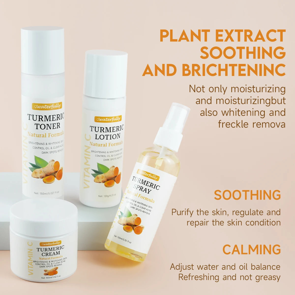 New Design Factory Custom logo 5 in 1 Whitening Vitamin c Tumeric Skin Care Set Face Care for Women Face Care
