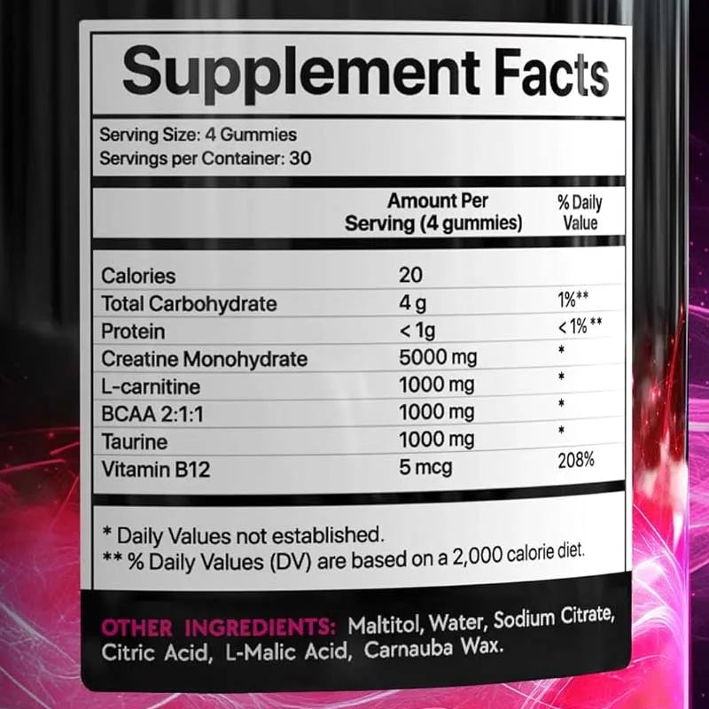 Chinese Wholesale Creatine Monohydrate Gummies Muscle Growth Healthcare Supplements Gummy Candy Strength & Energy Soft Candies