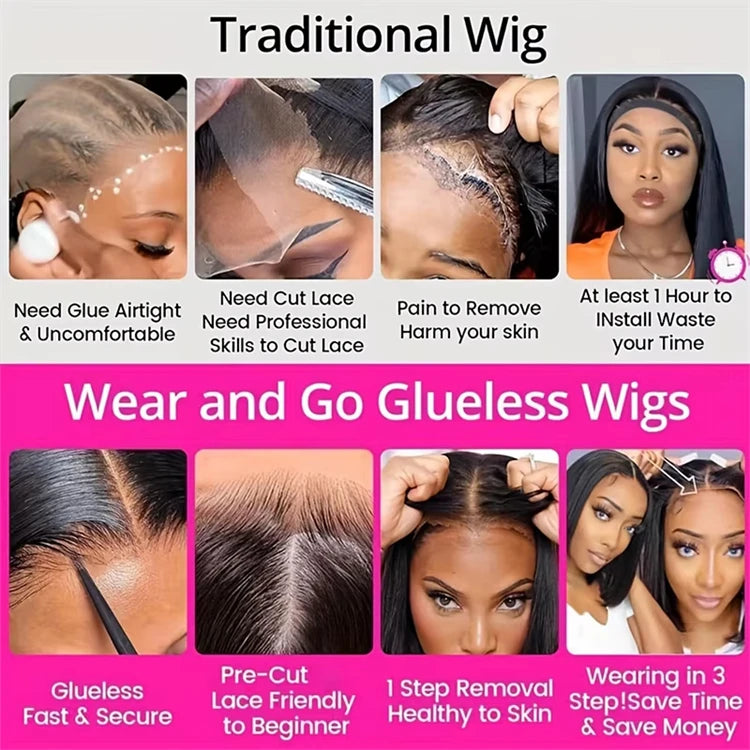 8-16 Inch Brazilian Straight Hair Wig Cheap 4*4 Lace Closure Bob Wig Glueless Pre Cut 4x4 Lace Blend Human Hair Short Bob Wigs