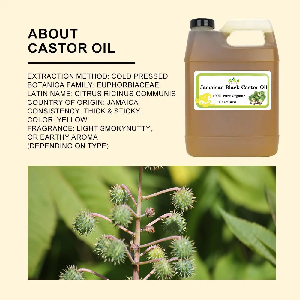 Wholesale 100% Pure Natural  Black Castor Oil Cold Pressed and Organic Carrier Oil Strengthen Growth and Repair Hair Care