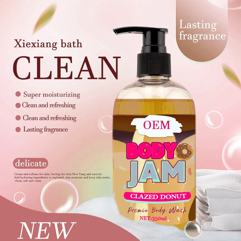 Custom Body Jam Fragrance Shower Gel Organic Deep Skin Care Cleaning Kids and Adult Kojic Acid  Exfoliate Whitening Body Wash