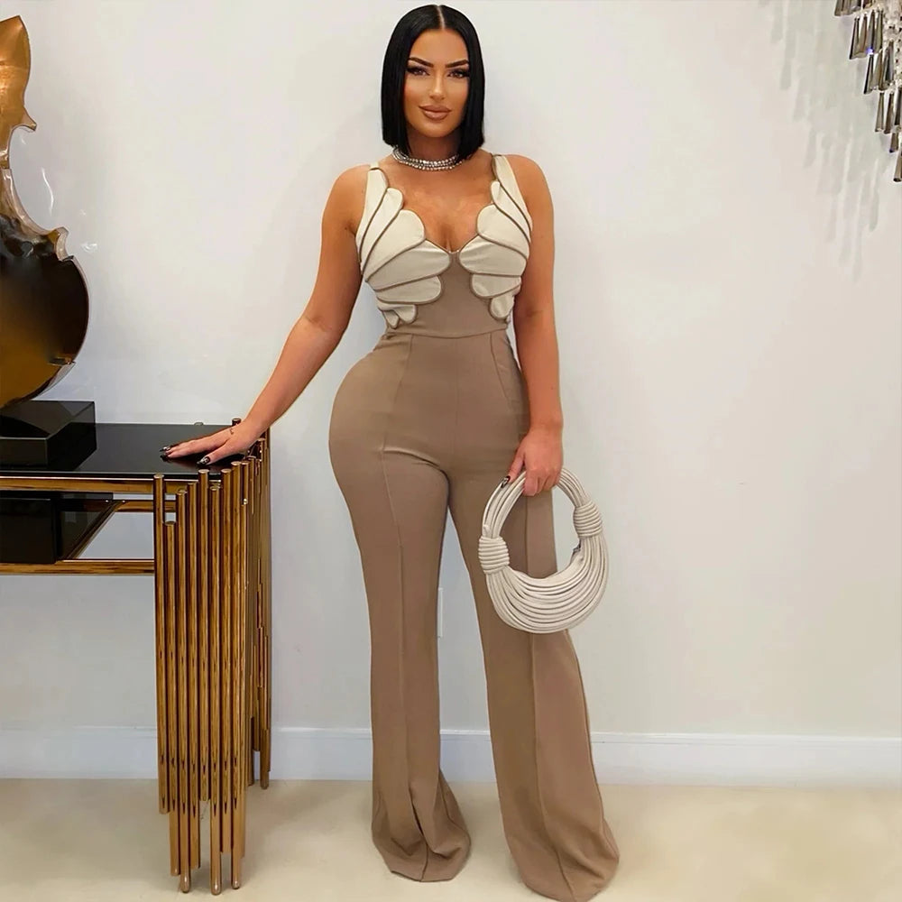 IN Stock CY901595 XXL Women Clothing Sleeveless Wide Leg Jumpsuit Rompers One Piece Jumpsuits Ladies 2025