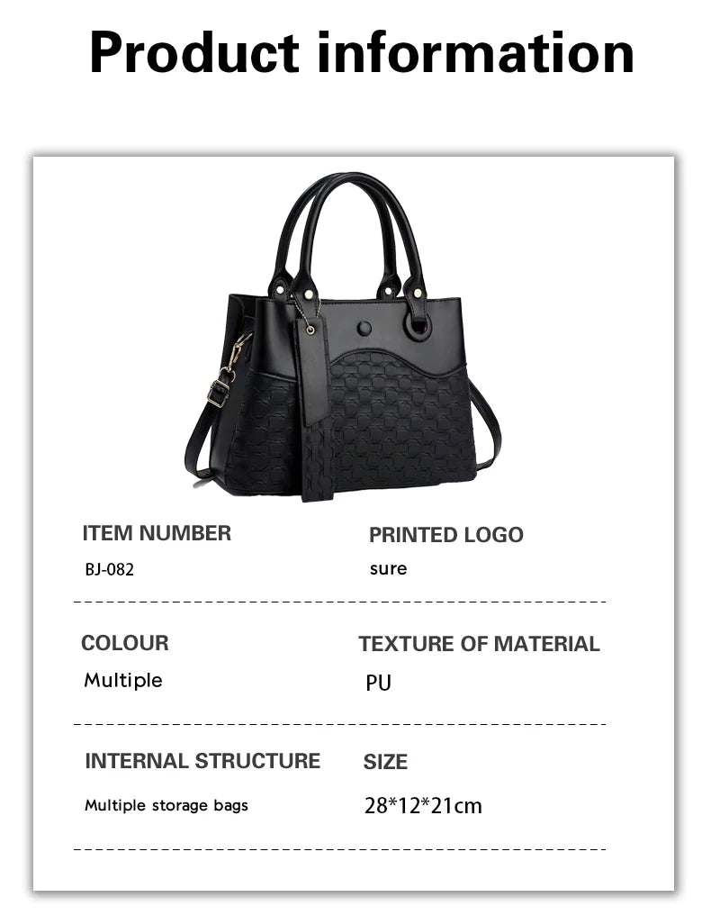 New Fashion Embossed Large Capacity Women's Totes Handbag 2025 Single Shoulder Simple Crossbody Hand Bags for Daily Use