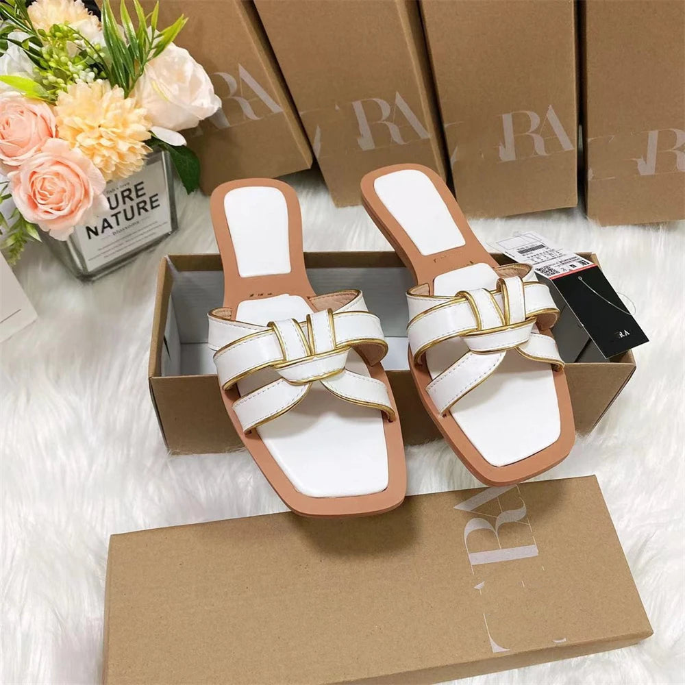2025 Female Summer Beach Slippers Women Slides Slippers Outdoor Fashion Wear Flat Sandals Classic Ladies Babouches