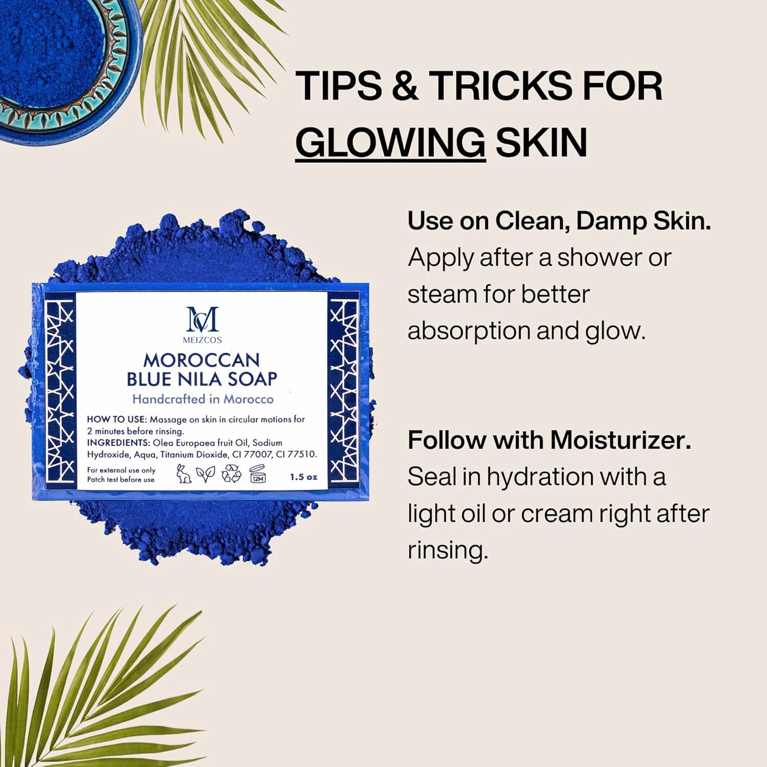 Wholesale Organic Natural Moroccan Savon Nila Bleu Powder Black Soap Whitening Bar Soap for Dry Skin Moisturizing Cleansing