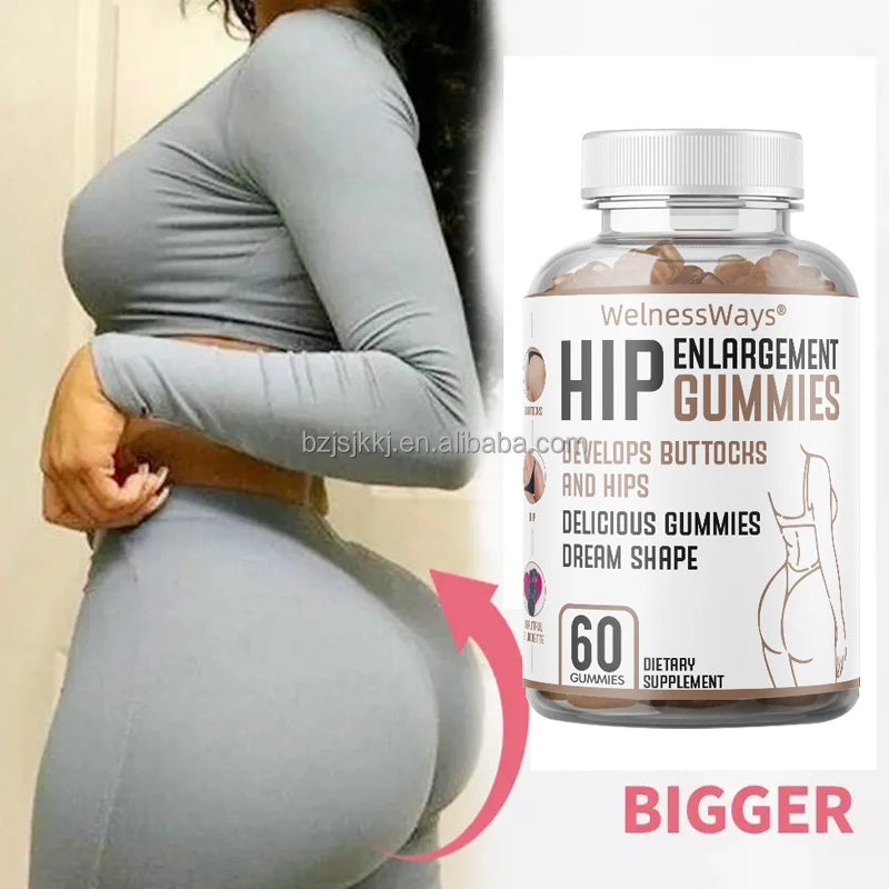 WelnessWays Hip Butt Enlargement Gummy BB Booty Gummies Pills Maca Buttock Enhancement Gummies for Women