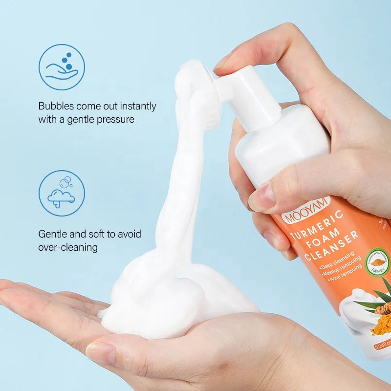 Natural Organic Foaming Acne Face Wash Moisturizing Deep Cleansing Mousse Exfoliating Bubble Facial Cleanser with Brush
