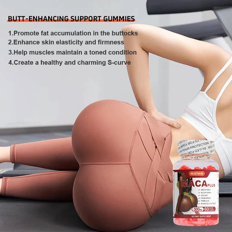 Maca Gummies for Women Natural Vegan Formula for Booty Enhancement BBL Effect for Adult Use