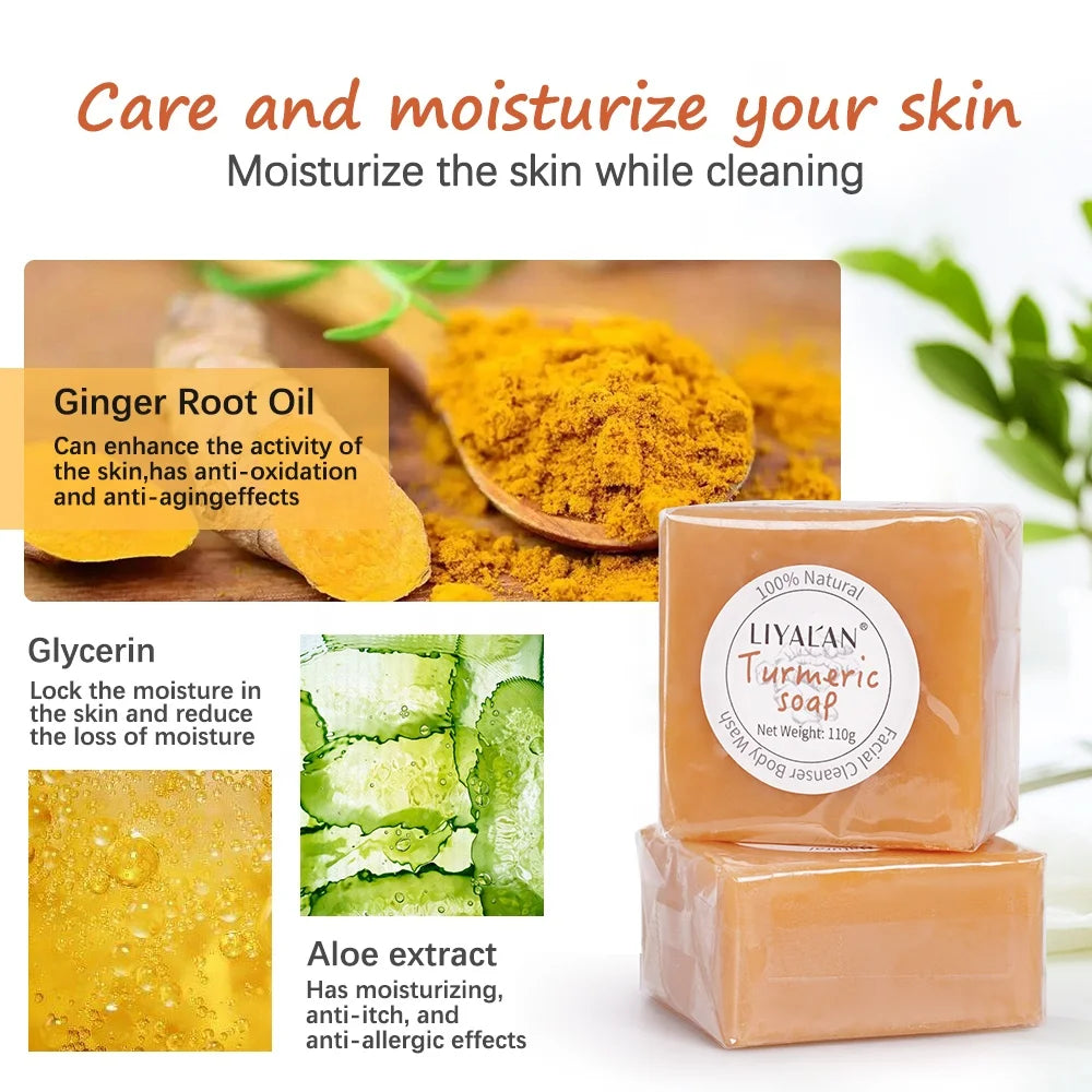 Turmeric Facial Dark Spots Remover Acne Lighten Hand Made Organic Tumeric Whitening Turmeric Soap
