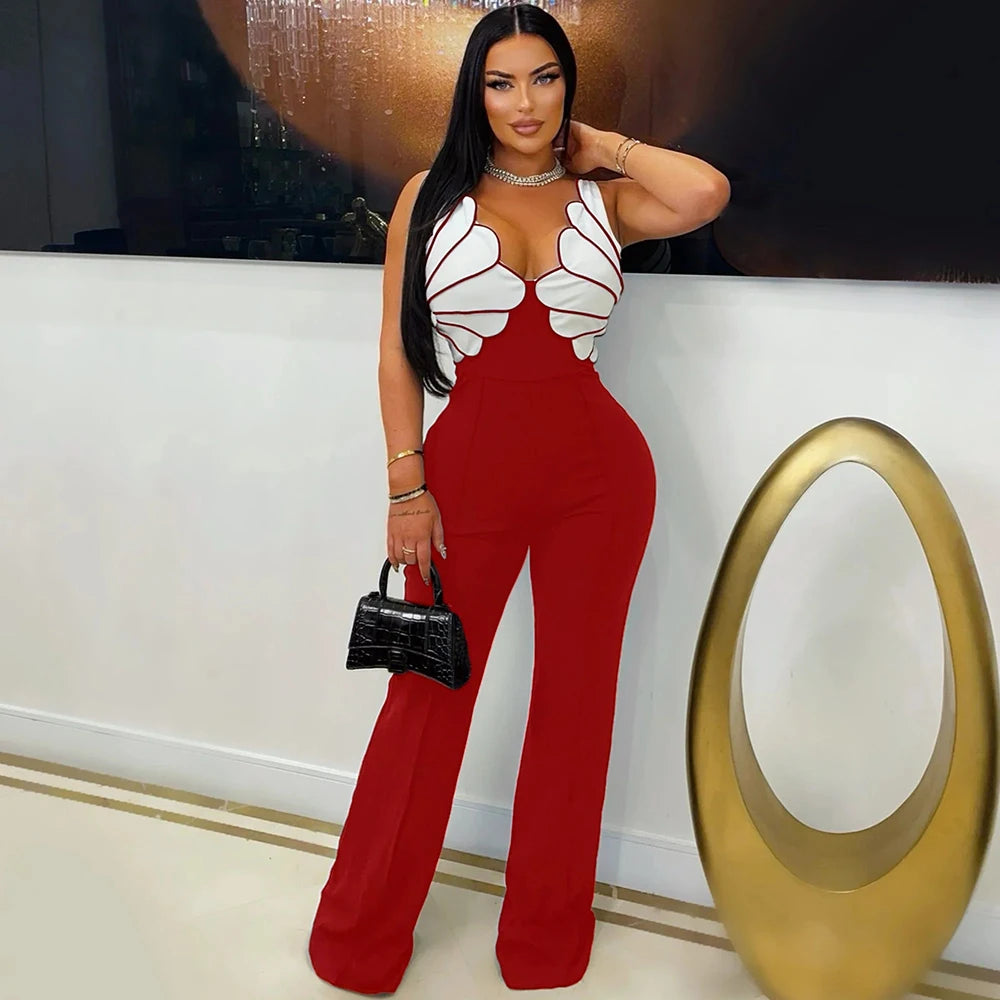 IN Stock CY901595 XXL Women Clothing Sleeveless Wide Leg Jumpsuit Rompers One Piece Jumpsuits Ladies 2025