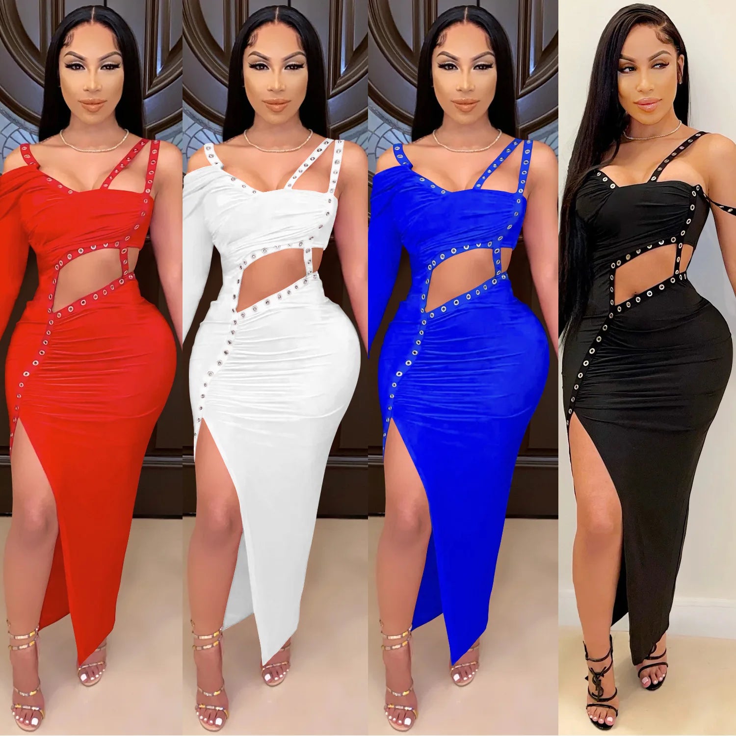 CX5054 Classics Fashion Sexy Dresses Club Wear Soft Woman Bodycon Cut Out Party Dress