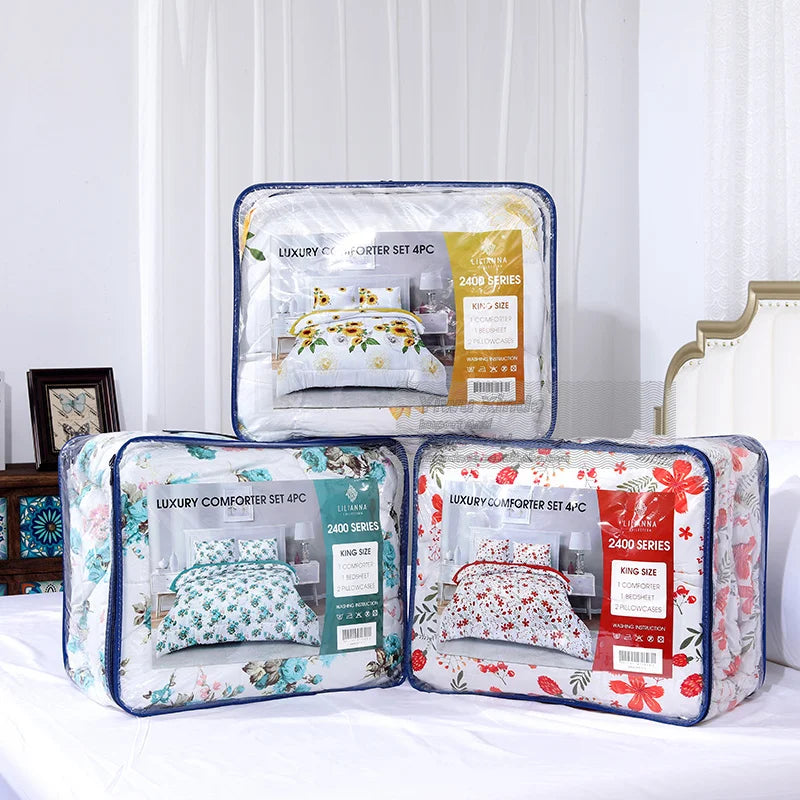 Wholesale Price 4 Pieces Comforter Sets king Size Ready to Ship Luxury Bedding Comforter for Winter Duvet Quilt Set