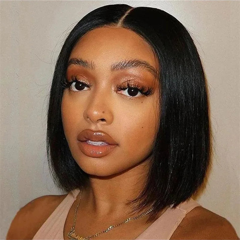 8-16 Inch Brazilian Straight Hair Wig Cheap 4*4 Lace Closure Bob Wig Glueless Pre Cut 4x4 Lace Blend Human Hair Short Bob Wigs