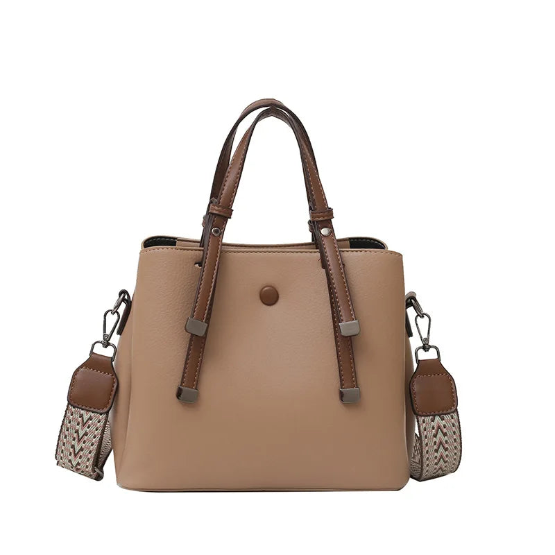 PU Retro Tote Bag Large-Capacity Handbag with Shoulder Strap New Simple and Stylish Handbag for Women