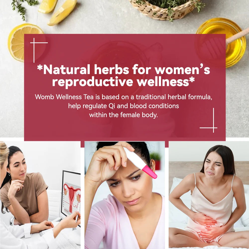 Chinaherbs Natural Womb Tea Female Period Menstrual Cramps Warmer Hormone Balance Glowing Beauty Care Packaged in Bag