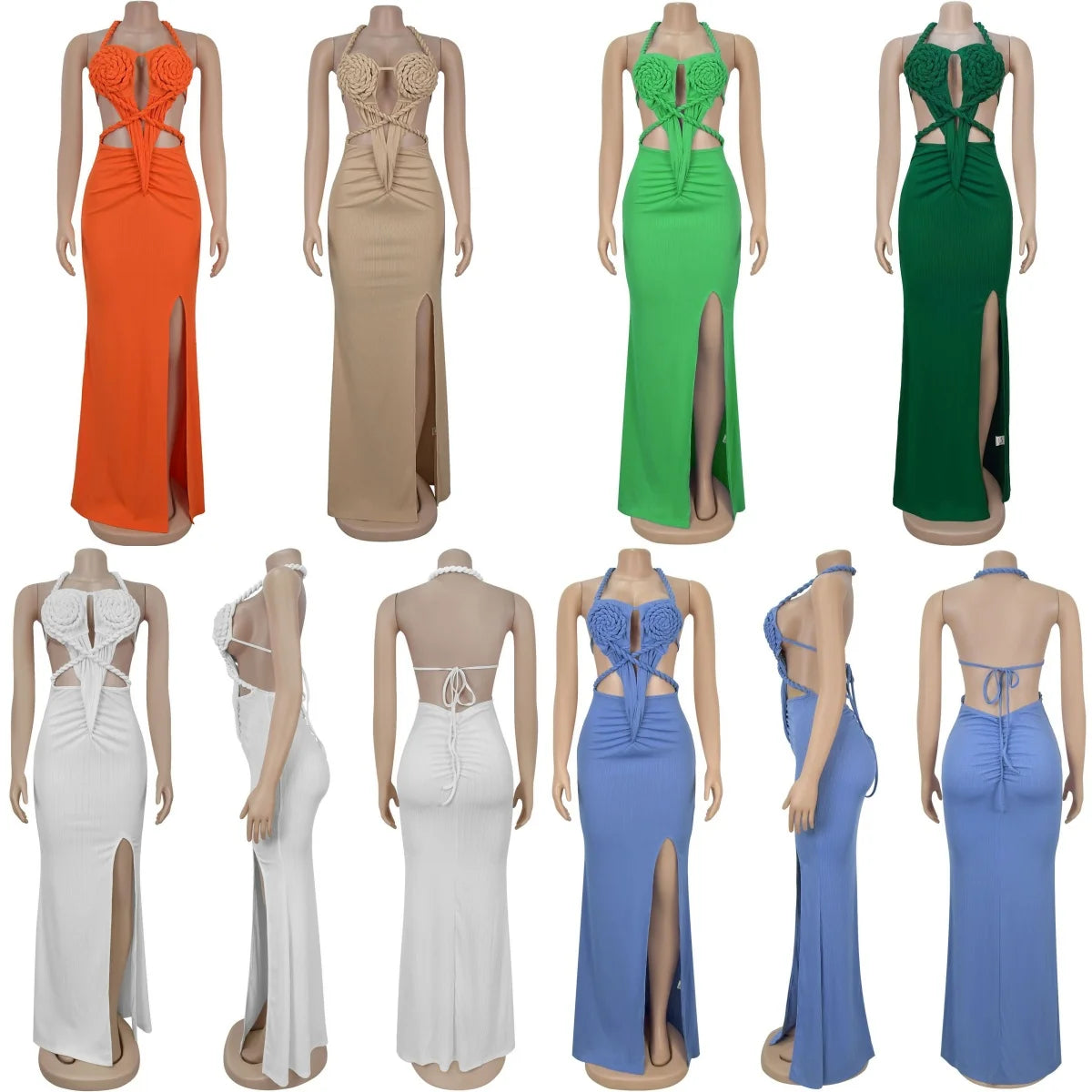 Hot Sale CX7407 Ruched Maxi Dress Woman Backless Pleated Bodycon Summer Vacation Party Birthday Dressing 2025 New
