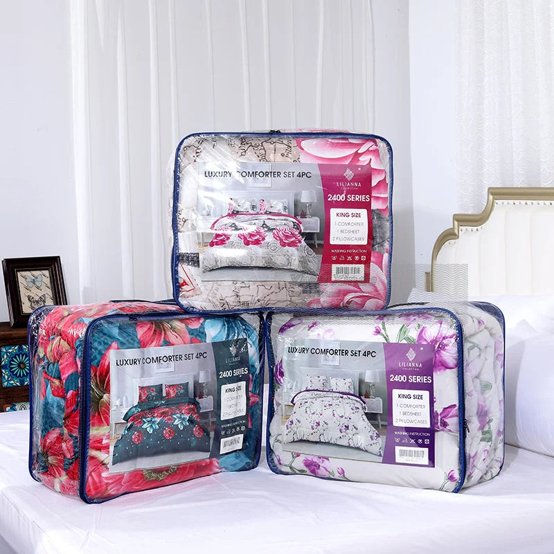 Wholesale Price 4 Pieces Comforter Sets king Size Ready to Ship Luxury Bedding Comforter for Winter Duvet Quilt Set
