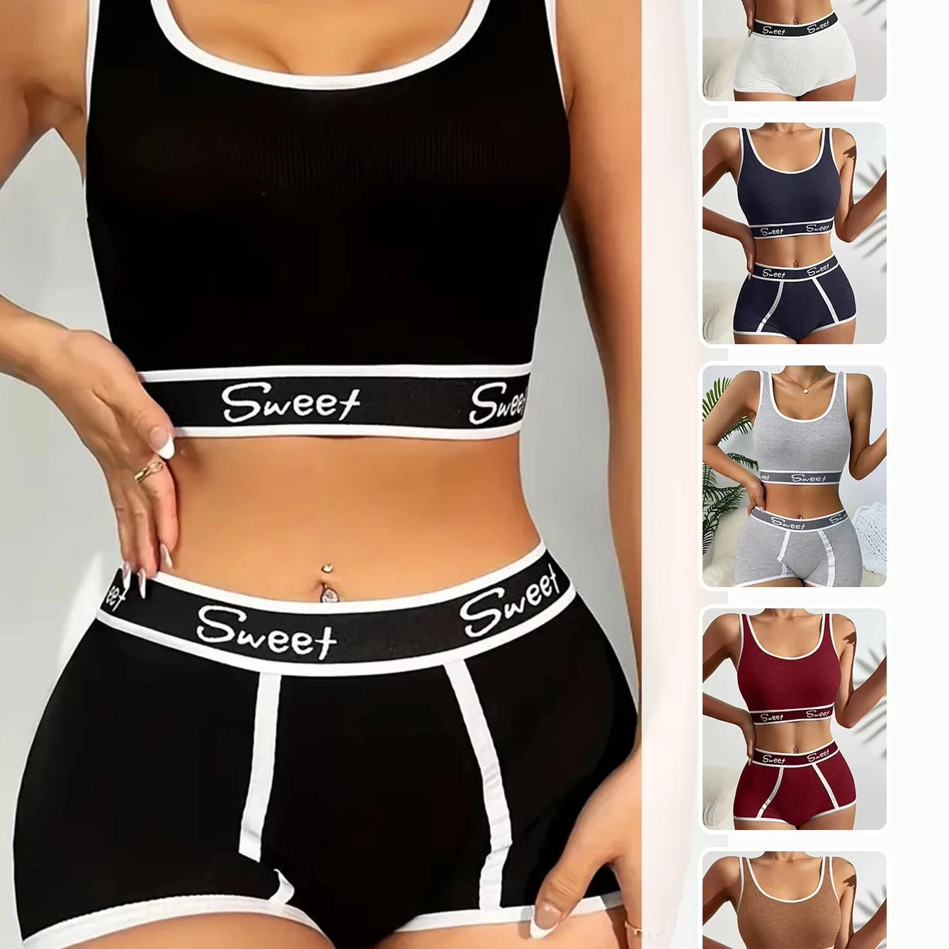 Women's Breathable Solid Sport Lingerie Set Comfort Yoga Bra Panty Everyday Fashionable Seamless Support Underwear