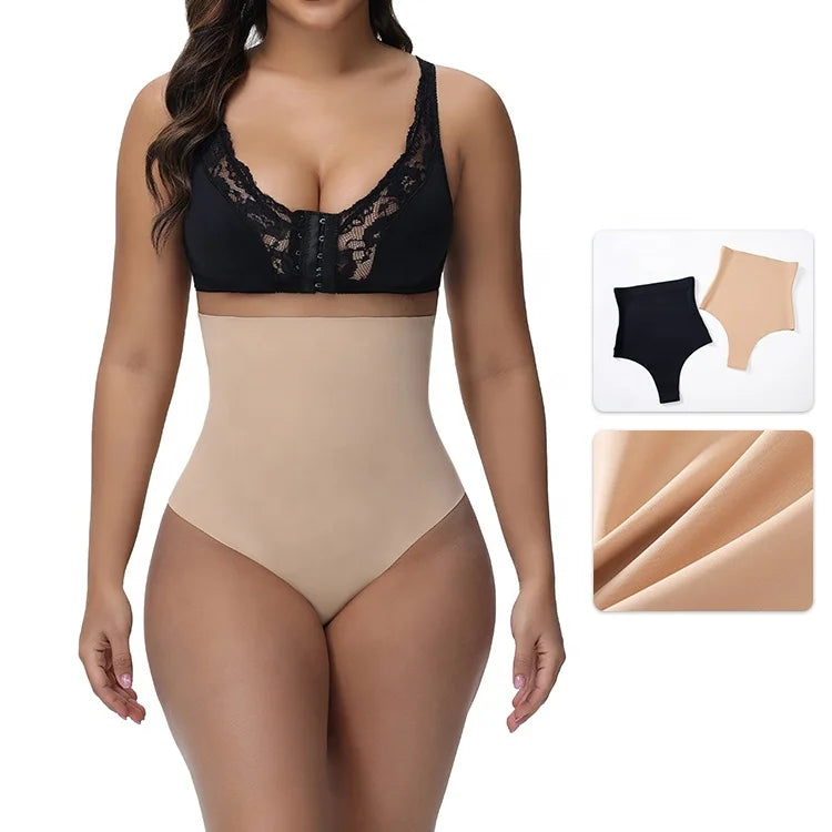 Hot Sale High Waist Women Thong Panty Shaper Seamless Slimmer Compression Traceless Seamless Nylon Tummy Control Panties