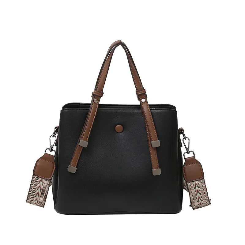 PU Retro Tote Bag Large-Capacity Handbag with Shoulder Strap New Simple and Stylish Handbag for Women