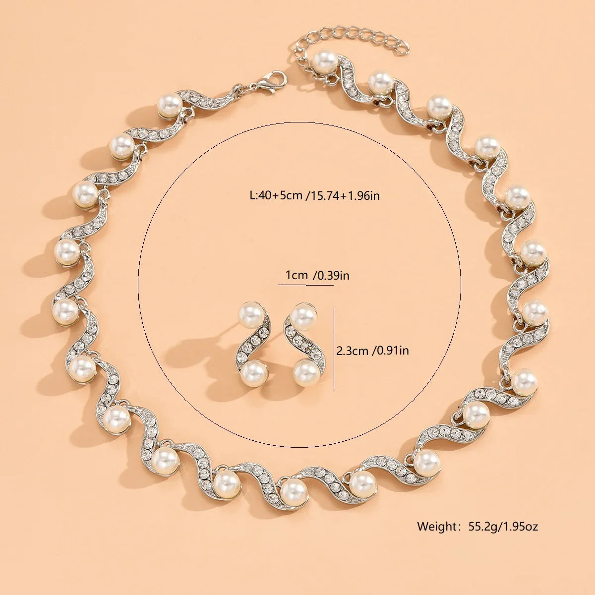 KISSWIFE 2024 New Fashion Imitation Pearl S-Shaped Necklace Earrings Jewelry Set for Women Bridal Wedding Accessories