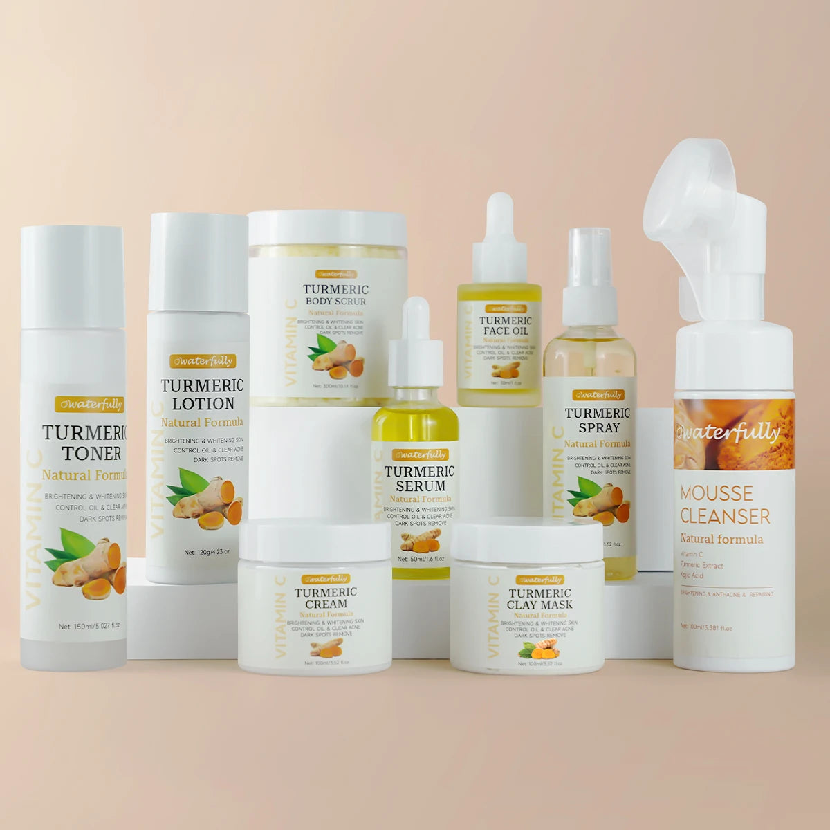 New Design Factory Custom logo 5 in 1 Whitening Vitamin c Tumeric Skin Care Set Face Care for Women Face Care