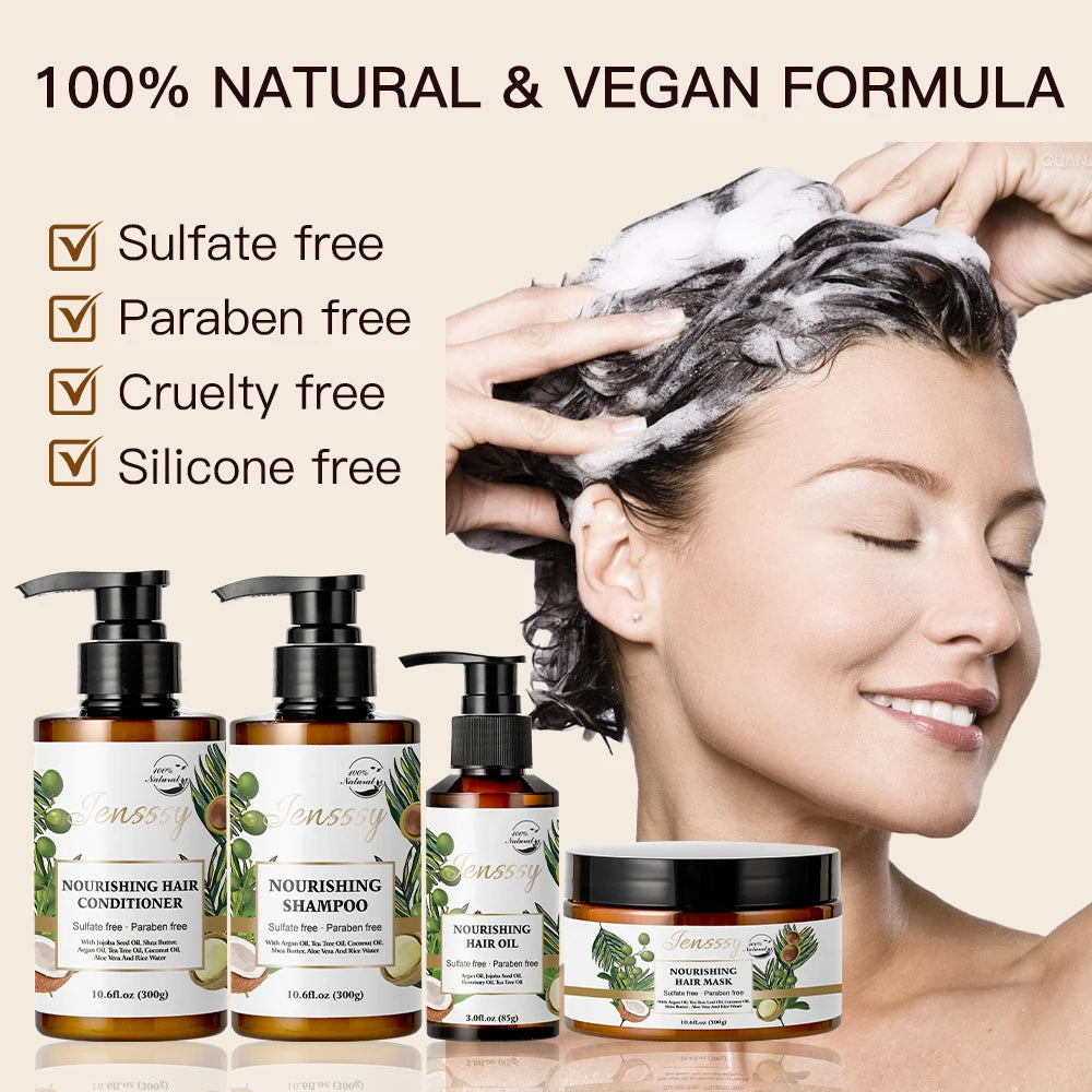 Sulfate Free Private Label Organic Aloe Vera Rice Hair Care Sets Growth Argan Oil Fluffy Anti-Dandruff Shampoo and Conditioner