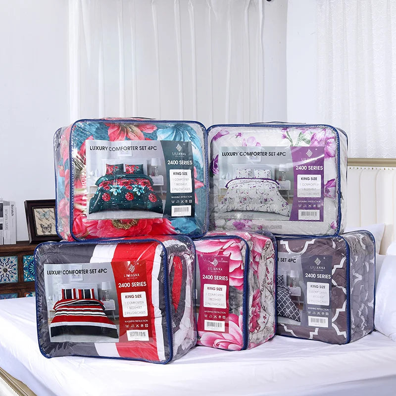 Wholesale Price 4 Pieces Comforter Sets king Size Ready to Ship Luxury Bedding Comforter for Winter Duvet Quilt Set