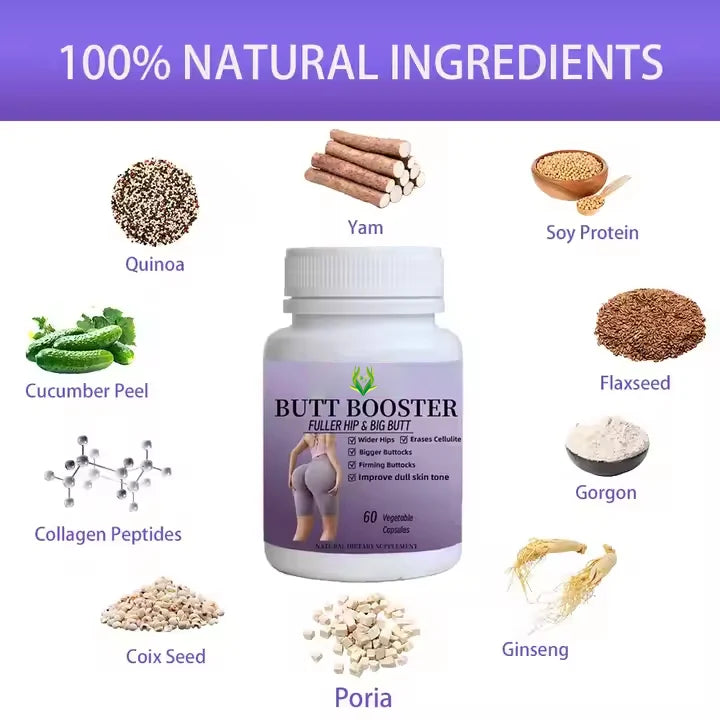 Pravite Label Butt Booster Capsules Herbal Supplement Hip Enlargement Pills Butt Stronger Rounder Booty Bigger Buttocks Capsules