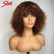10" Human Hair Machine Made bob Wig With Bangs Curly Non Lace bob Wig 14 Inch Human Hair Highlight Women Wigs Human Hair bob
