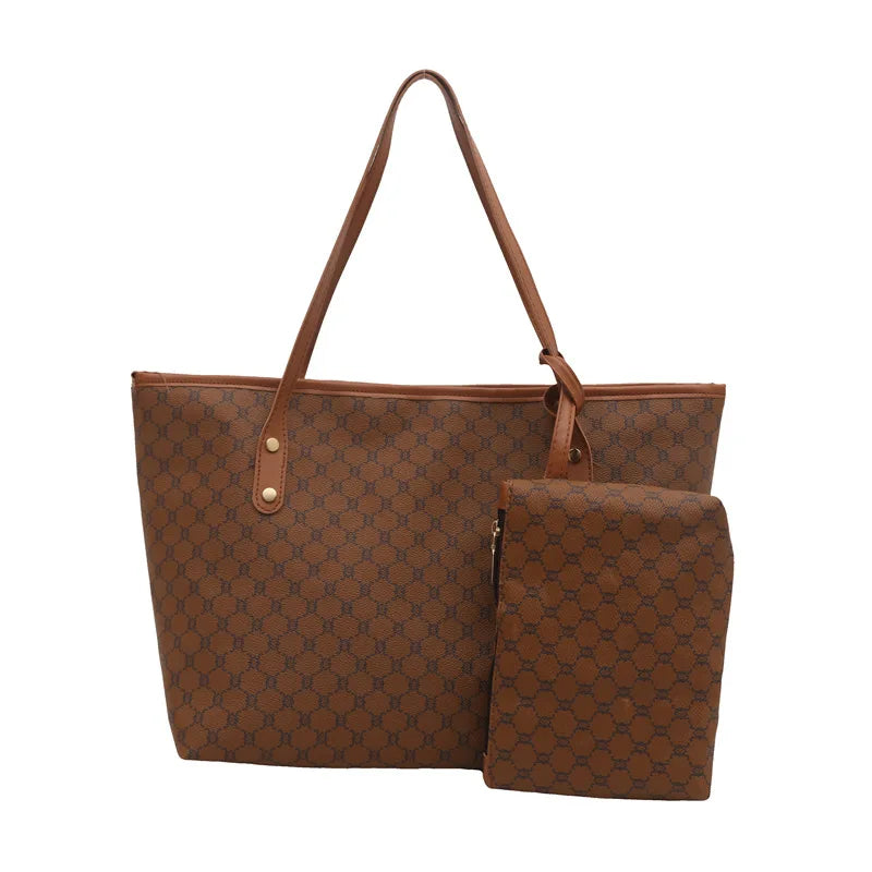 Wholesale Large Capacity 2-Piece Bag New Trendy Pu Leather Handbag Shoulder Bag for Women Handbag