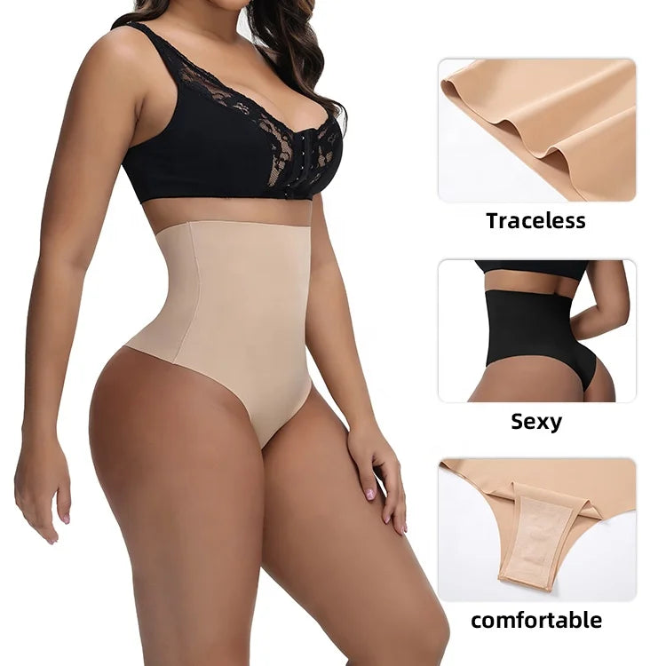 Hot Sale High Waist Women Thong Panty Shaper Seamless Slimmer Compression Traceless Seamless Nylon Tummy Control Panties