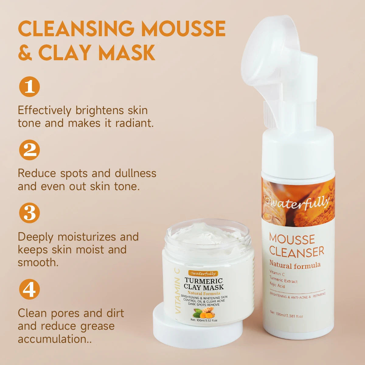New Design Factory Custom logo 5 in 1 Whitening Vitamin c Tumeric Skin Care Set Face Care for Women Face Care