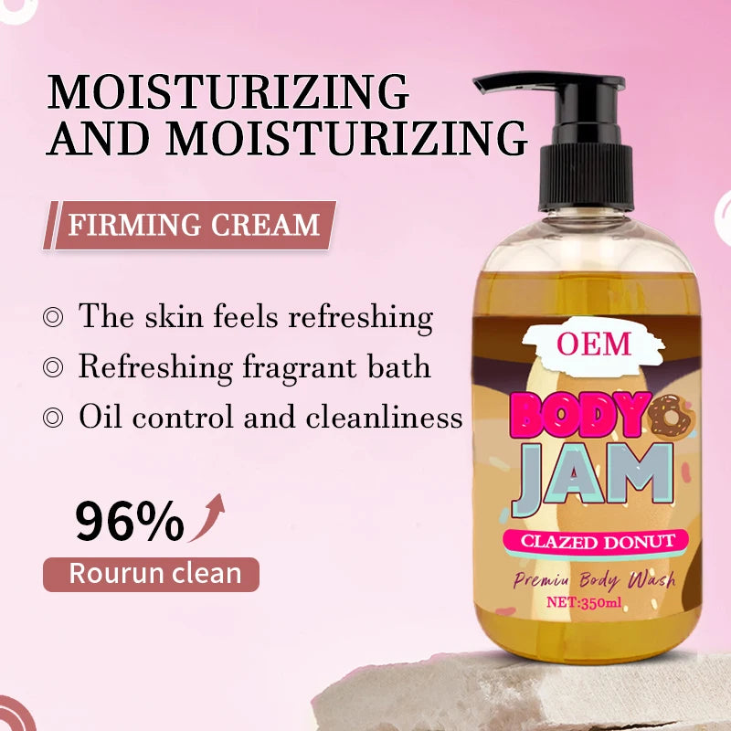 Custom Body Jam Fragrance Shower Gel Organic Deep Skin Care Cleaning Kids and Adult Kojic Acid  Exfoliate Whitening Body Wash