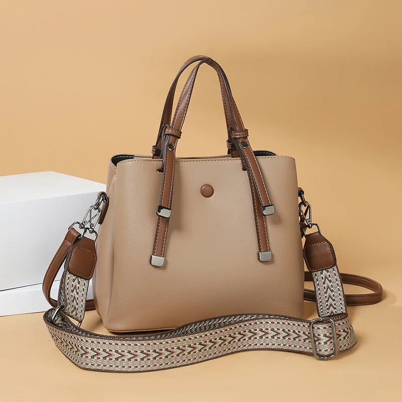 PU Retro Tote Bag Large-Capacity Handbag with Shoulder Strap New Simple and Stylish Handbag for Women
