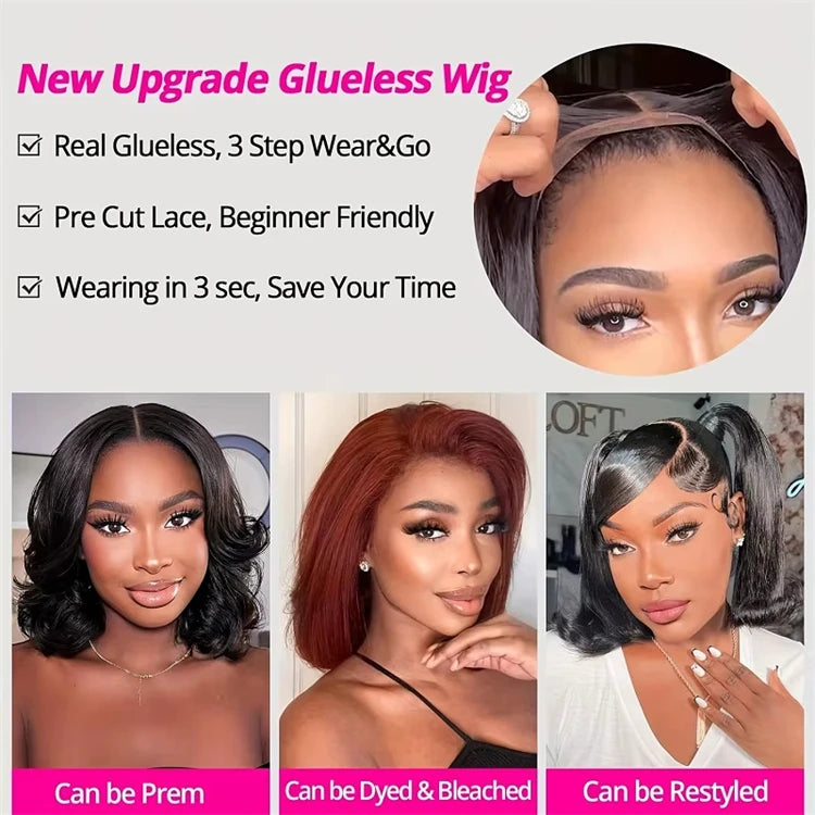 Cheap 4*4 Lace Closure Bob Wig Glueless Blend Human Hair Pre Cut 4x4 Lace Wigs Glueless Short Bob Closure Wigs 8-16 Inch