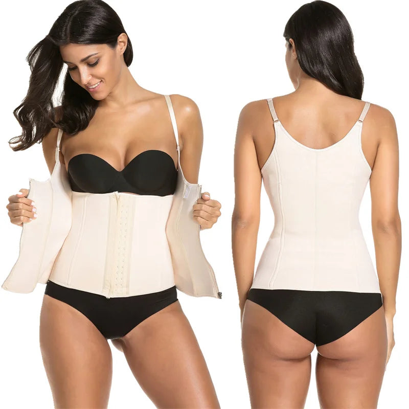 Hot Selling Women Plus Size Slimming Latex Corset Top Waist Trainers and Shape Wear With Zipper