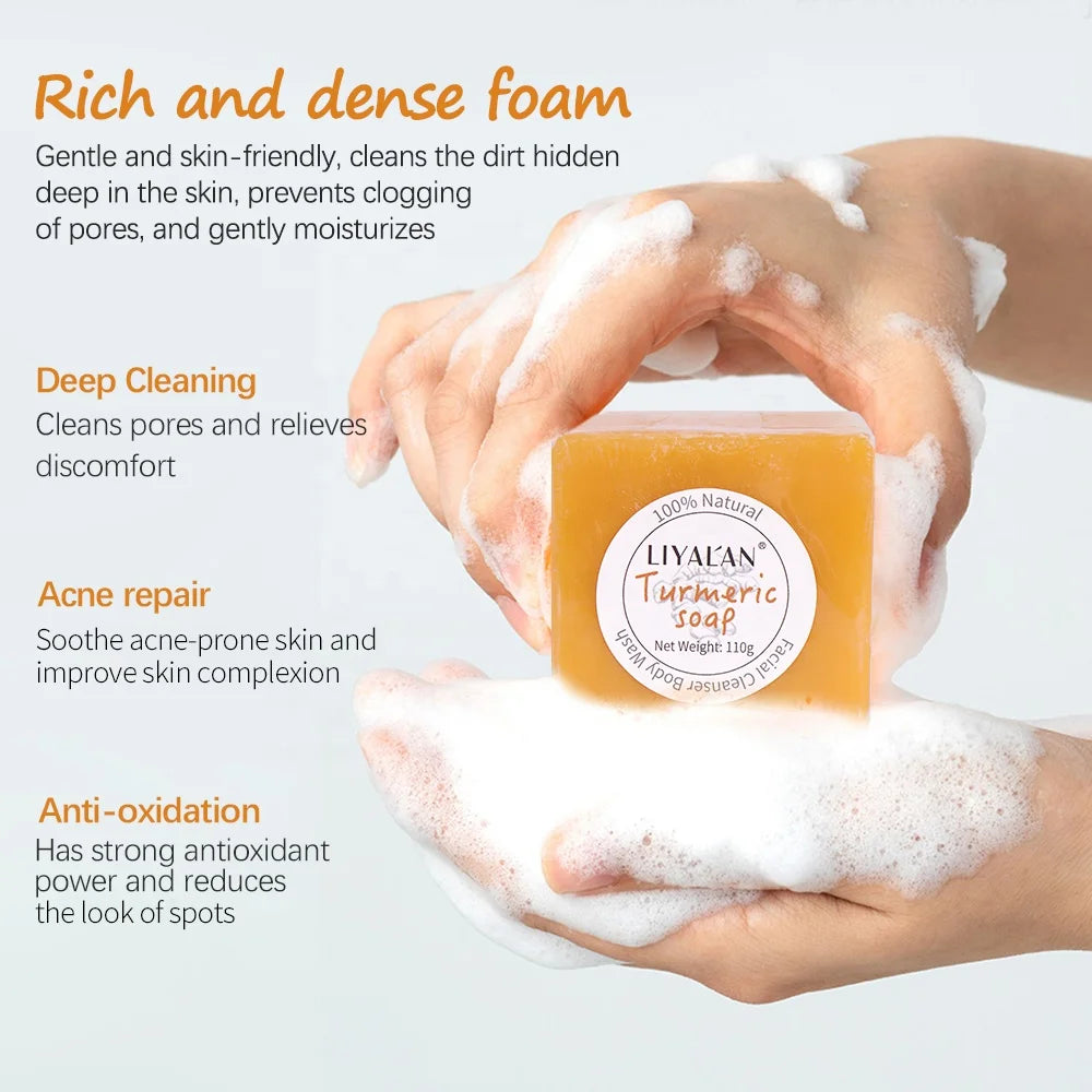 Turmeric Facial Dark Spots Remover Acne Lighten Hand Made Organic Tumeric Whitening Turmeric Soap
