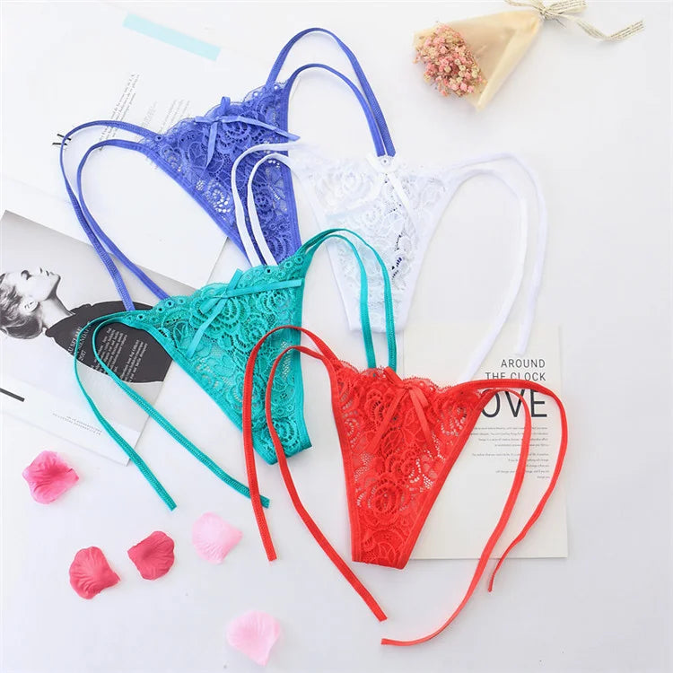 Wholesale Women's Plus Size Panties Sexy Adjustable Lace Thong Lace See Through Plus Size Lingerie
