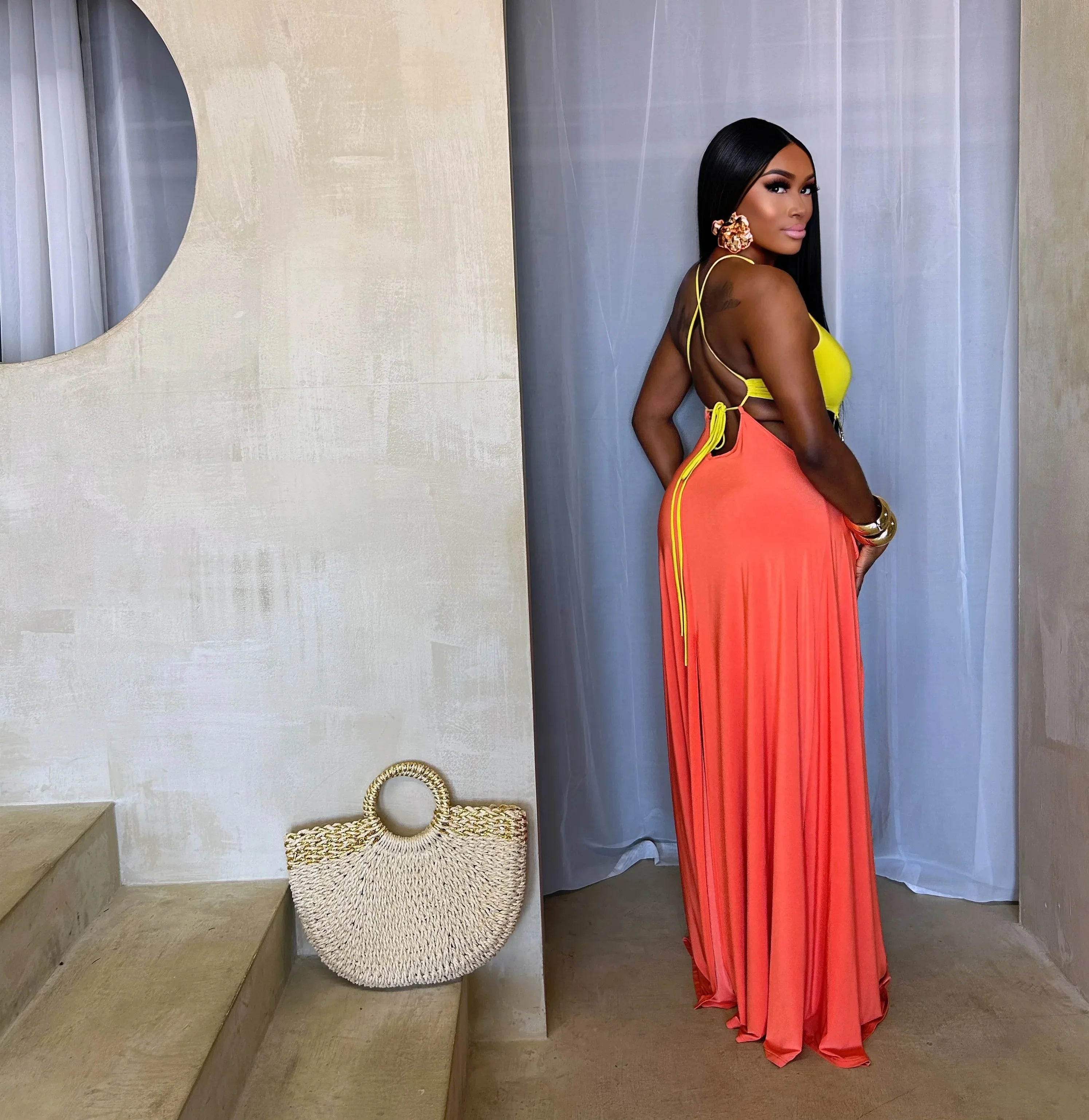 In Stock CY901739 Maxi Dress Backless Woman Long Dress Beach Wearing